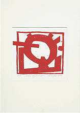 Altes Symbol I, 2004, Holzschnitt auf Blättenpapier, 27 x 32