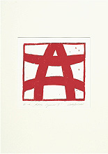 Altes Symbol V, 2005, Holzschnitt auf Büttenpapier, 28 x 30