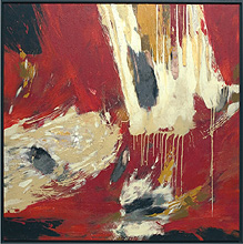 Körper auf Rot, 2006, Mischtechnik auf Leinwand, 140 x 140