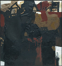 Schwarz mit aufgebrochenen Rändern, 1995, Mischtechnik auf Leinwand, 110 x 90